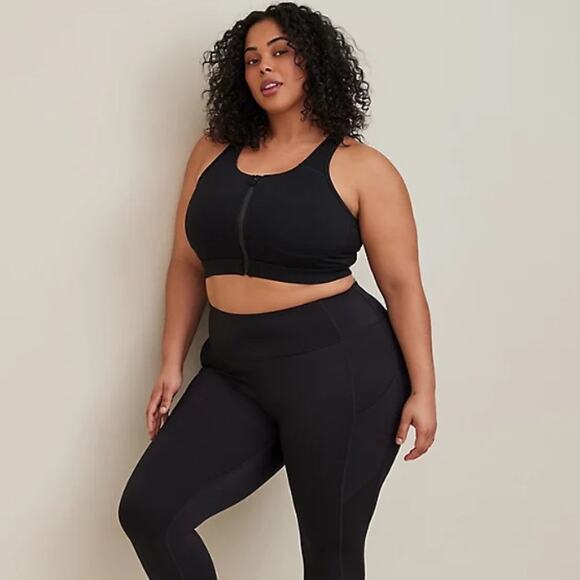 Torrid Active Wireless Zip Front Sports Bra Size 2X Low Impact Gym Training